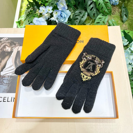 TOUCHSCREEN GLOVES IN BLACK WOOL 454593
