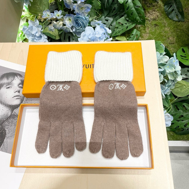 GLOVES IN LIGHT BROWN MIX WHITE WOOL 458549