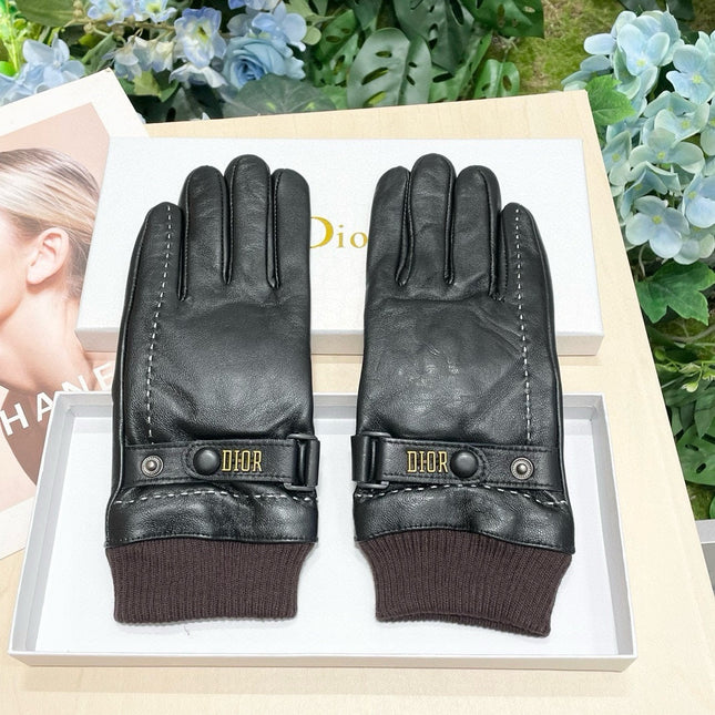 TOUCHSCREEN GLOVES IN BLACK LAMBSKIN MIX MERLOT RED WOOL 464981
