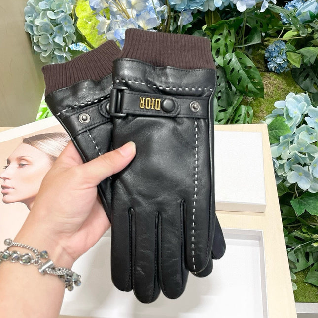 TOUCHSCREEN GLOVES IN BLACK LAMBSKIN MIX MERLOT RED WOOL 464981
