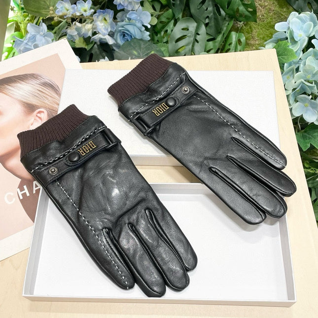 TOUCHSCREEN GLOVES IN BLACK LAMBSKIN MIX MERLOT RED WOOL 464981