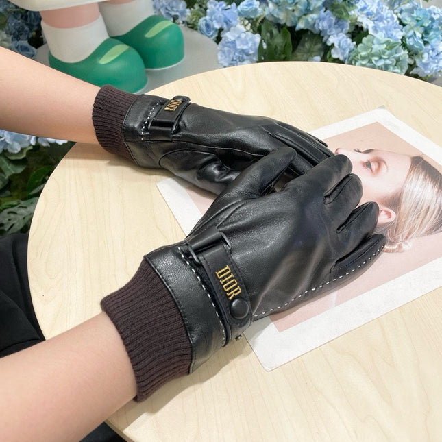TOUCHSCREEN GLOVES IN BLACK LAMBSKIN MIX MERLOT RED WOOL 464981
