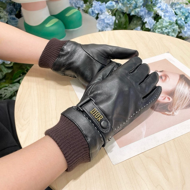 TOUCHSCREEN GLOVES IN BLACK LAMBSKIN MIX MERLOT RED WOOL 464981