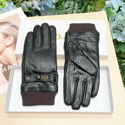 TOUCHSCREEN GLOVES IN BLACK LAMBSKIN MIX MERLOT RED WOOL 464981