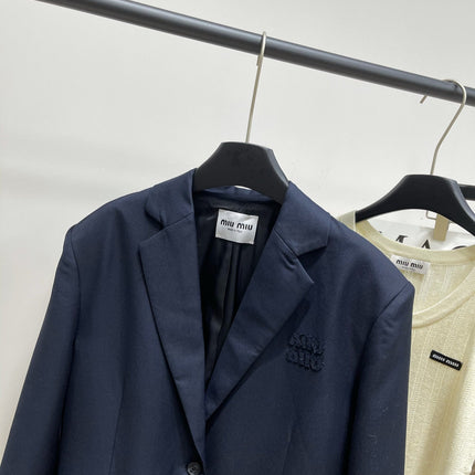 MIUMIU NAVY CHECKED SUIT 224381