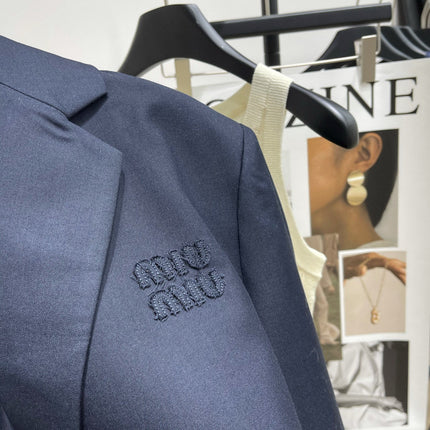 MIUMIU NAVY CHECKED SUIT 224381