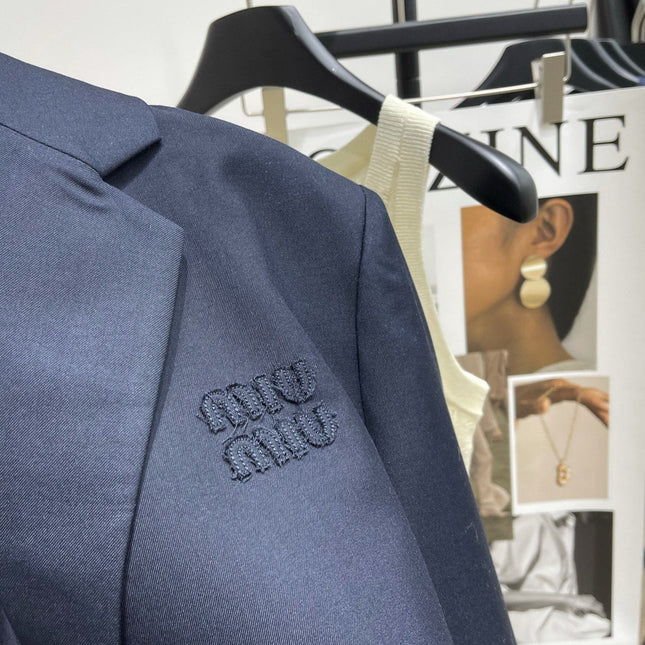 MIUMIU NAVY CHECKED SUIT 224381