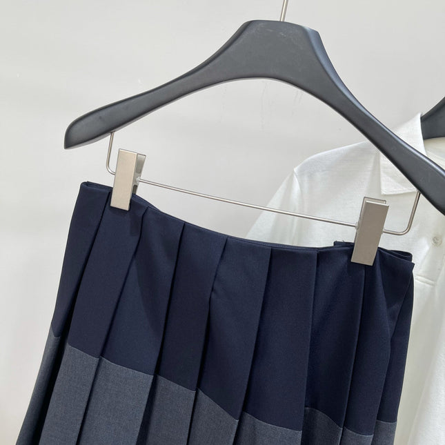 MIUMIU PLEATED LOW-BACK SIDE-SLIT MIDI SKIRT 275985