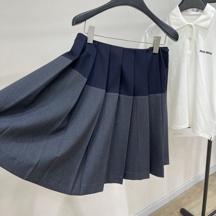 MIUMIU PLEATED LOW-BACK SIDE-SLIT MIDI SKIRT 275985