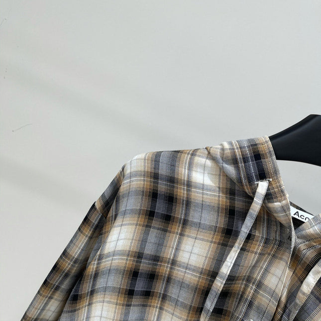 ACNE STUDIOS INSPIRED HOODED PLAID SHIRT + PAPERBAG SHORTS SET 267905