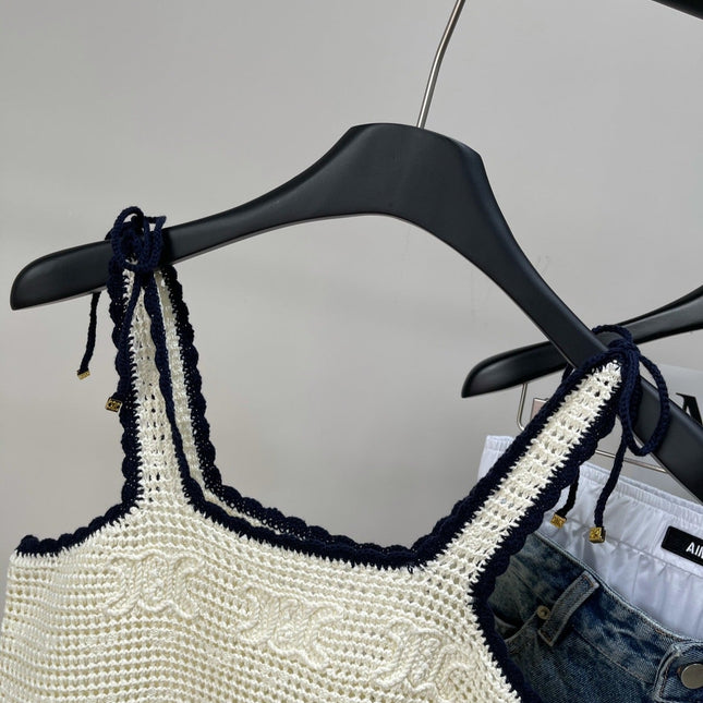 CELINE OPEN-KNIT FLORAL PATTERN KNIT VEST 275887