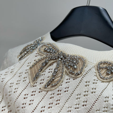 VALENTINO SHORT SLEEVE TOP WITH SEQUIN BOW 273160