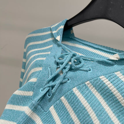 DIOR LONG-SLEEVE SWEATER WITH NAVY STRIPED COLLAR 275933
