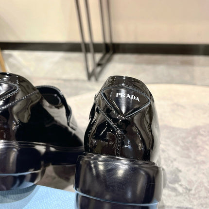 PRA SQUARE HEAD LOAFERS GLOSSY BLACK CALFSKIN
