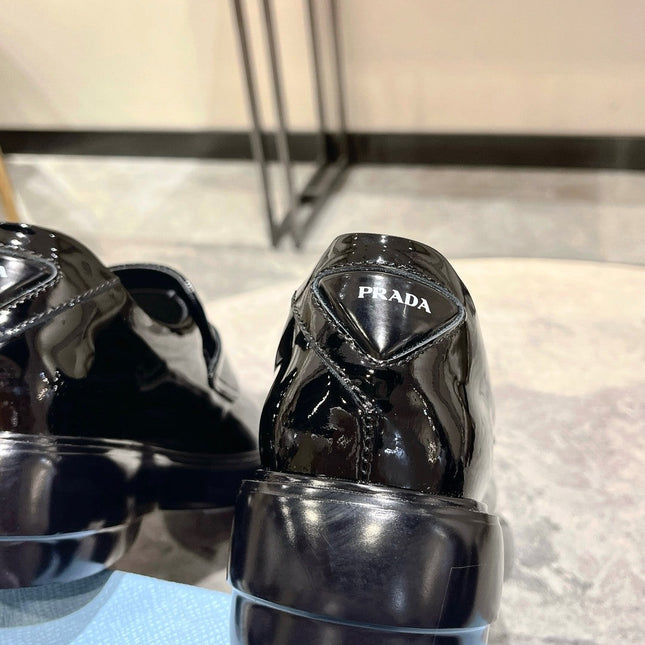 PRA SQUARE HEAD LOAFERS GLOSSY BLACK CALFSKIN