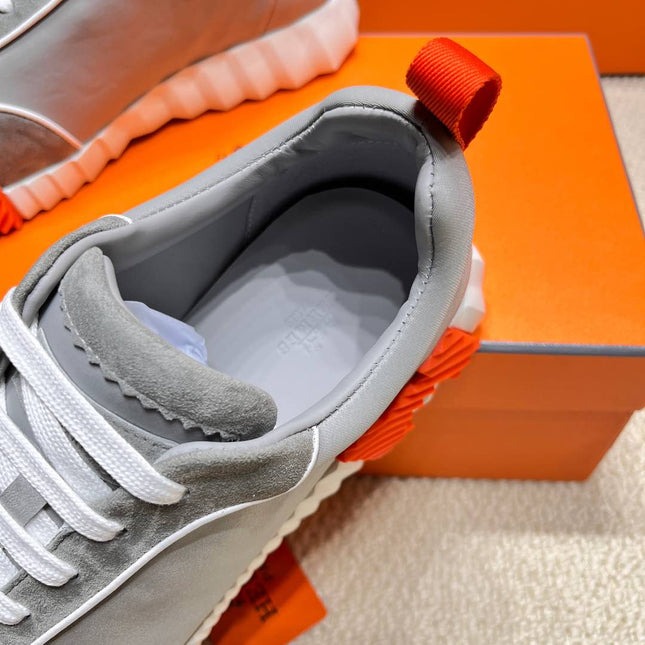 BOUNCING SNEAKER IN SMOKE GRAY SUEDE AND CALFSKIN