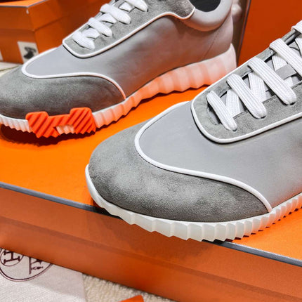 BOUNCING SNEAKER IN SMOKE GRAY SUEDE AND CALFSKIN