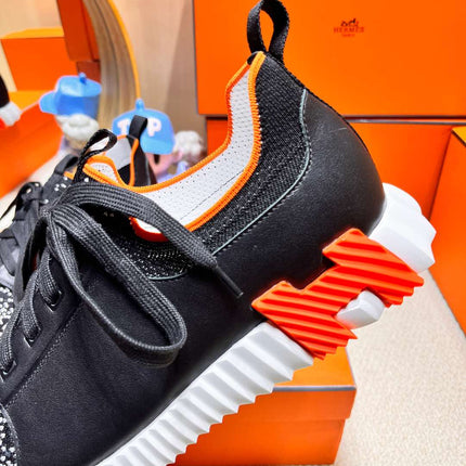 DEPART SLIP-ON SNEAKER IN WHITE MIX BLACK KNIT AND CALFSKIN