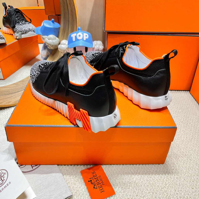 DEPART SLIP-ON SNEAKER IN WHITE MIX BLACK KNIT AND CALFSKIN