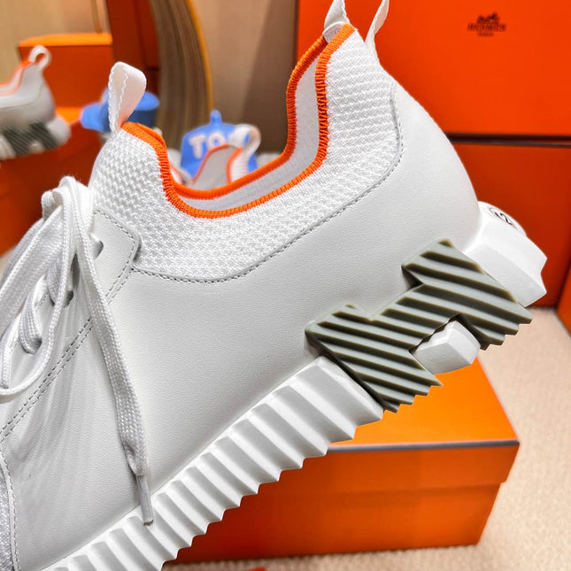 DEPART SLIP-ON SNEAKER IN FULL WHITE KNIT AND CALFSKIN