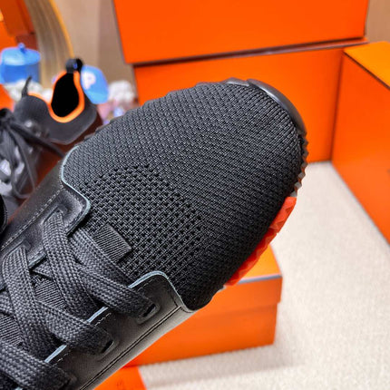 DEPART SLIP-ON SNEAKER IN BLACK KNIT AND CALFSKIN