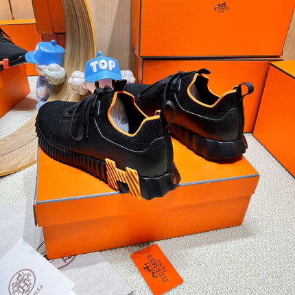 DEPART SLIP-ON SNEAKER IN BLACK KNIT AND CALFSKIN