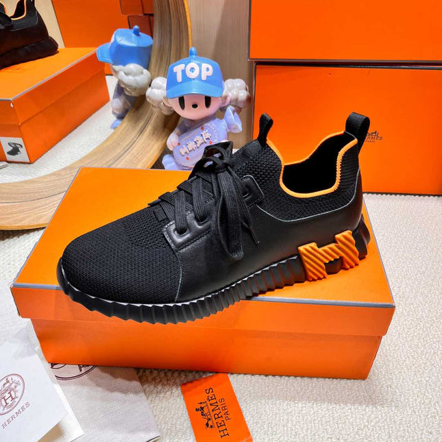 DEPART SLIP-ON SNEAKER IN BLACK KNIT AND CALFSKIN