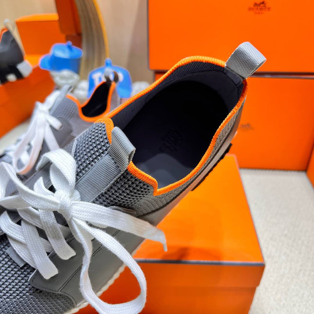 DEPART SLIP-ON SNEAKER IN MOUSE GRAY KNIT AND CALFSKIN