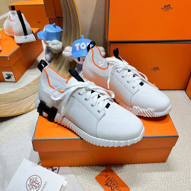 DEPART SLIP-ON SNEAKER IN WHITE KNIT AND CALFSKIN