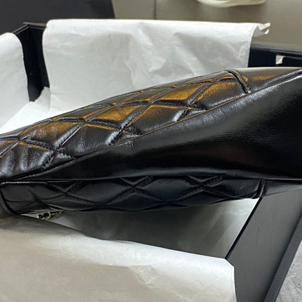 CC 39 LARGE SHOPPING BAG IN BLACK CALFSKIN