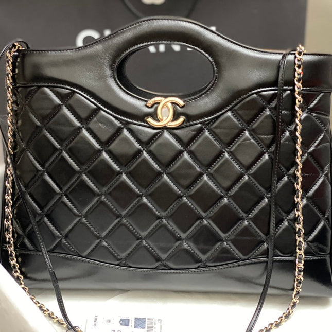 CC 39 LARGE SHOPPING BAG IN BLACK CALFSKIN