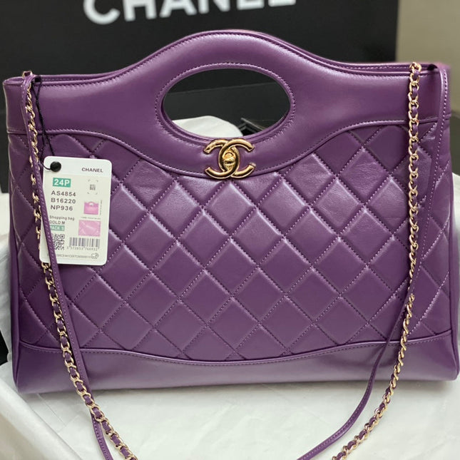 CC 39 LARGE SHOPPING BAG IN VIOLET CALFSKIN