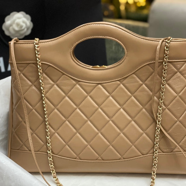CC MEDIUM 36 SHOPPING BAG IN CAMEL BROWN CALFSKIN