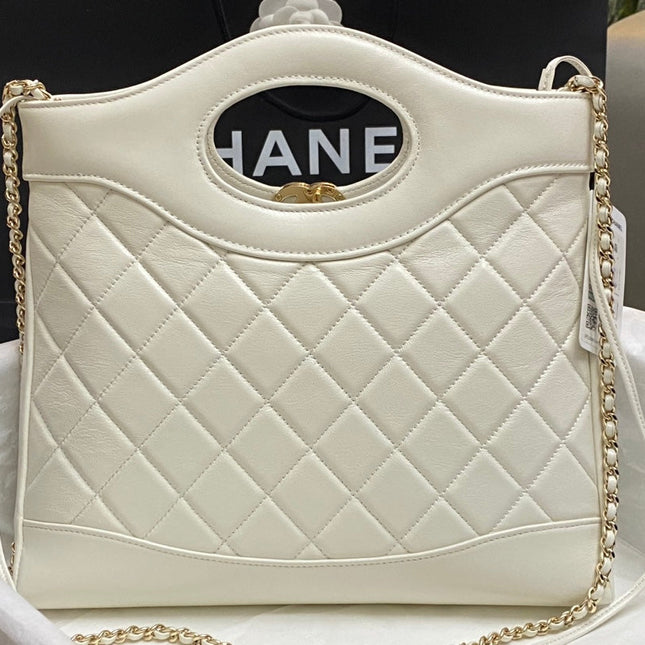 CC SMALL 30 SHOPPING BAG IN WHITE CALFSKIN