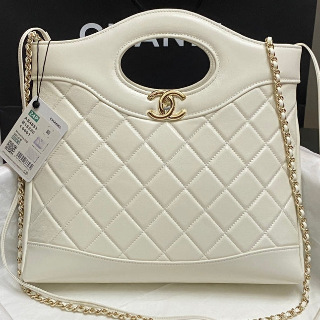 CC SMALL 30 SHOPPING BAG IN WHITE CALFSKIN