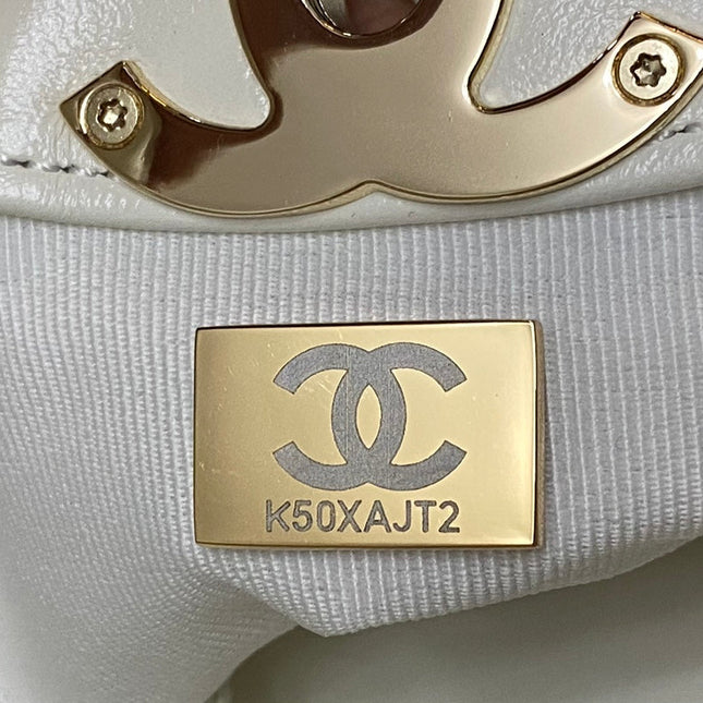 CC MINI 23 SHOPPING BAG IN WHITE CALFSKIN