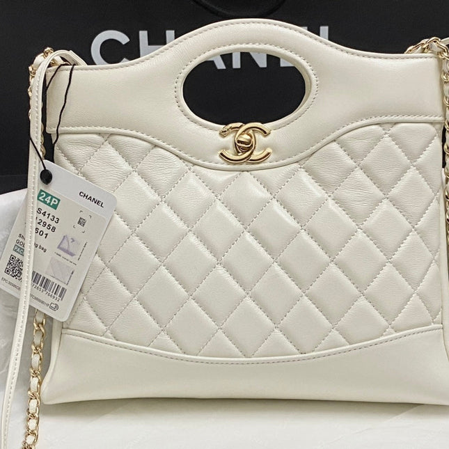 CC MINI 23 SHOPPING BAG IN WHITE CALFSKIN