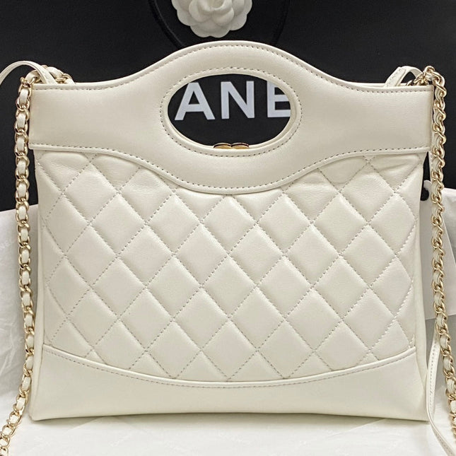 CC MINI 23 SHOPPING BAG IN WHITE CALFSKIN