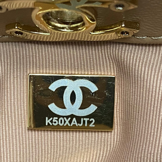 CC MINI 23 SHOPPING BAG IN CAMEL BROWN CALFSKIN