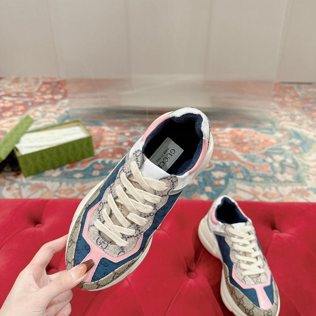 GG RHYTON TRAINER LIGHT BROWN AND PINK CALFSKIN