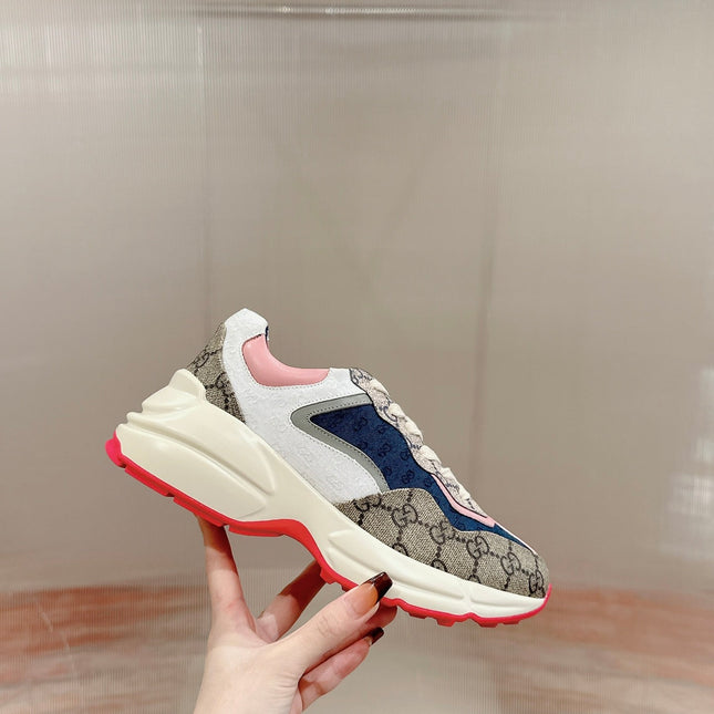 GG RHYTON TRAINER LIGHT BROWN AND PINK CALFSKIN