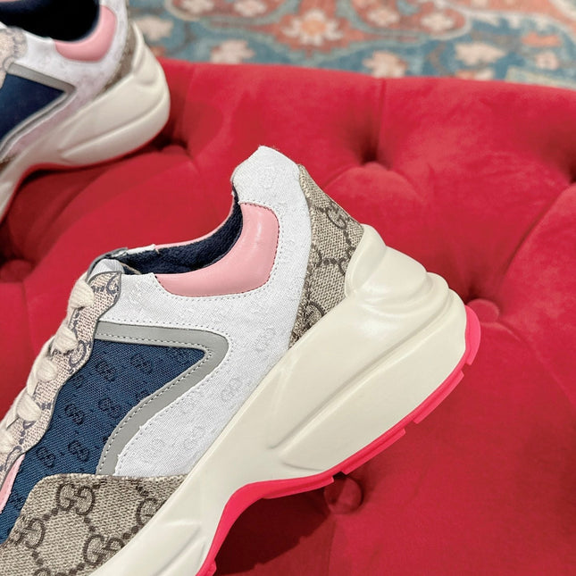 GG RHYTON TRAINER LIGHT BROWN AND PINK CALFSKIN