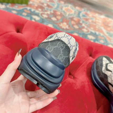 GG RHYTON TRAINER CHARCOAL AND LIGHT GRAY CALFSKIN