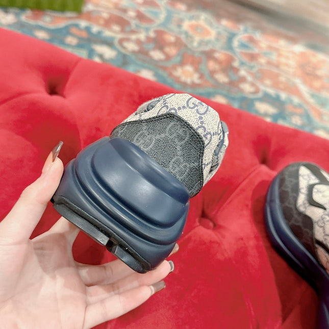 GG RHYTON TRAINER CHARCOAL AND LIGHT GRAY CALFSKIN