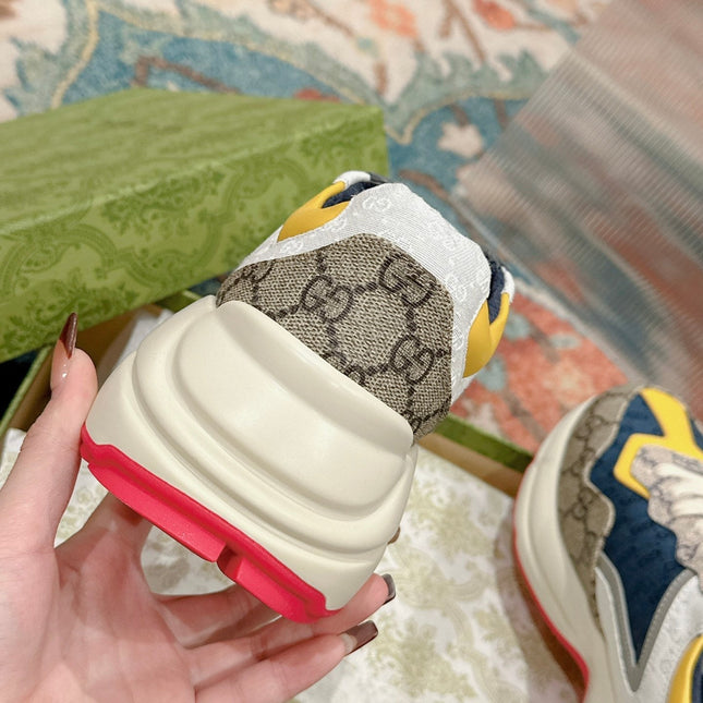 GG RHYTON TRAINER LIGHT BROWN AND LEMON CALFSKIN
