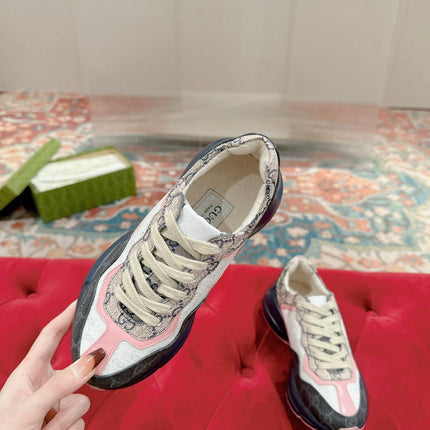 GG RHYTON TRAINER CHARCOAL AND WHITE CALFSKIN