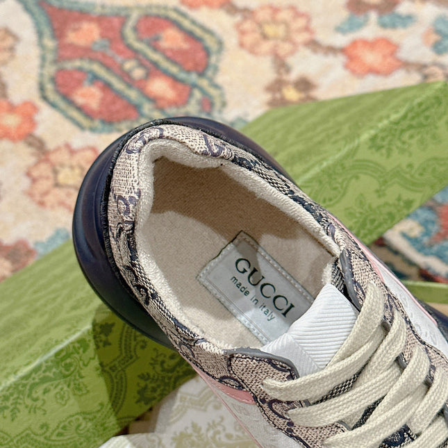 GG RHYTON TRAINER CHARCOAL AND WHITE CALFSKIN