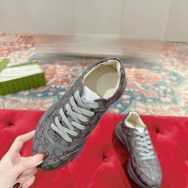 GG RHYTON TRAINER GRAY CALFSKIN