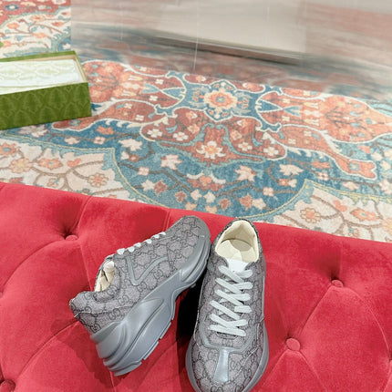 GG RHYTON TRAINER GRAY CALFSKIN