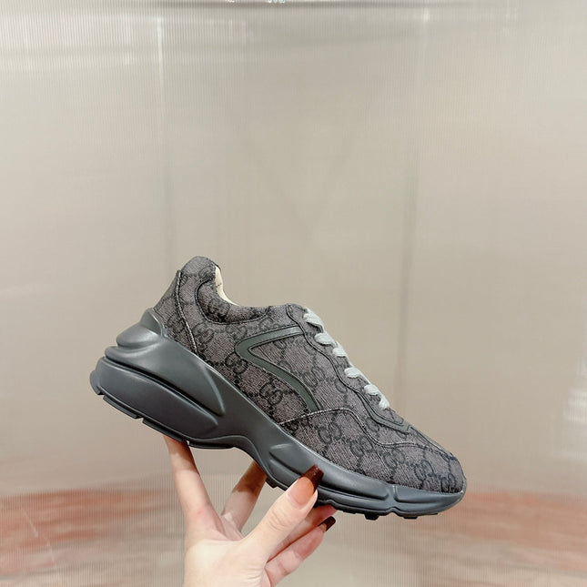 GG RHYTON TRAINER GRAY CALFSKIN